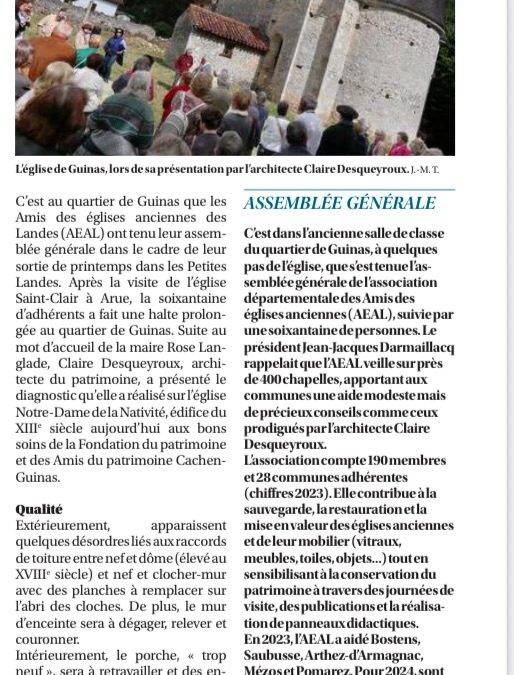 Article Presse : Sud-Ouest / Cachen – Guinas