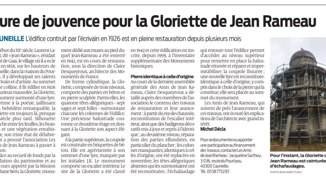 Article Presse : Sud-Ouest / La Gloriette – Cauneille