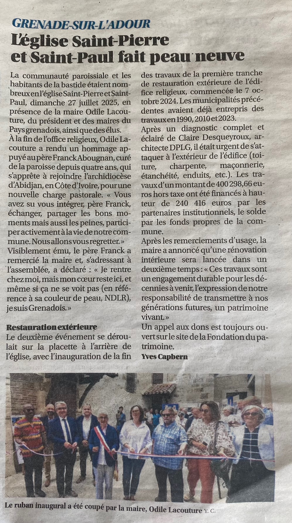 Sud Ouest - Grenade sur l'Adour 30 juillet 2025